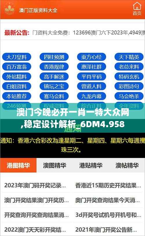 澳门今晚必开一肖一特大众网,稳定设计解析_6DM4.958