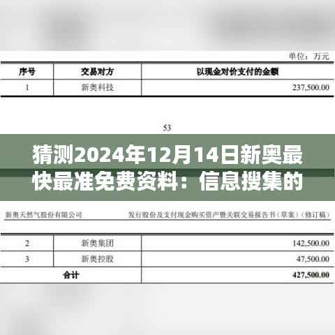 猜测2024年12月14日新奥最快最准免费资料:信息搜集的新时代