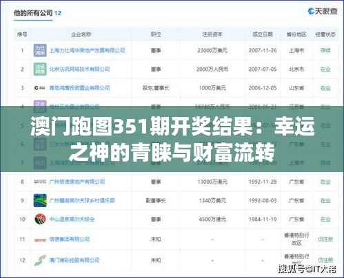 澳门跑图351期开奖结果：幸运之神的青睐与财富流转