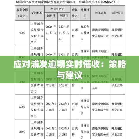 应对浦发逾期实时催收：策略与建议