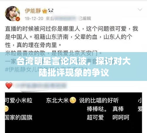 台湾明星言论风波，探讨对大陆批评现象的争议