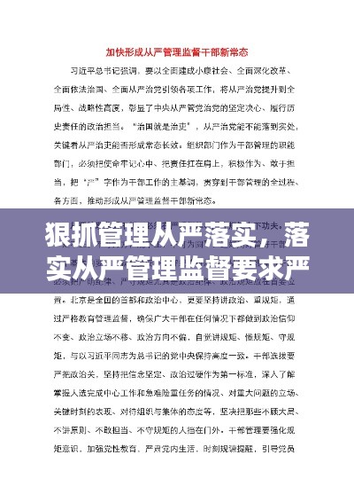狠抓管理从严落实,落实从严管理监督要求严肃处理什么